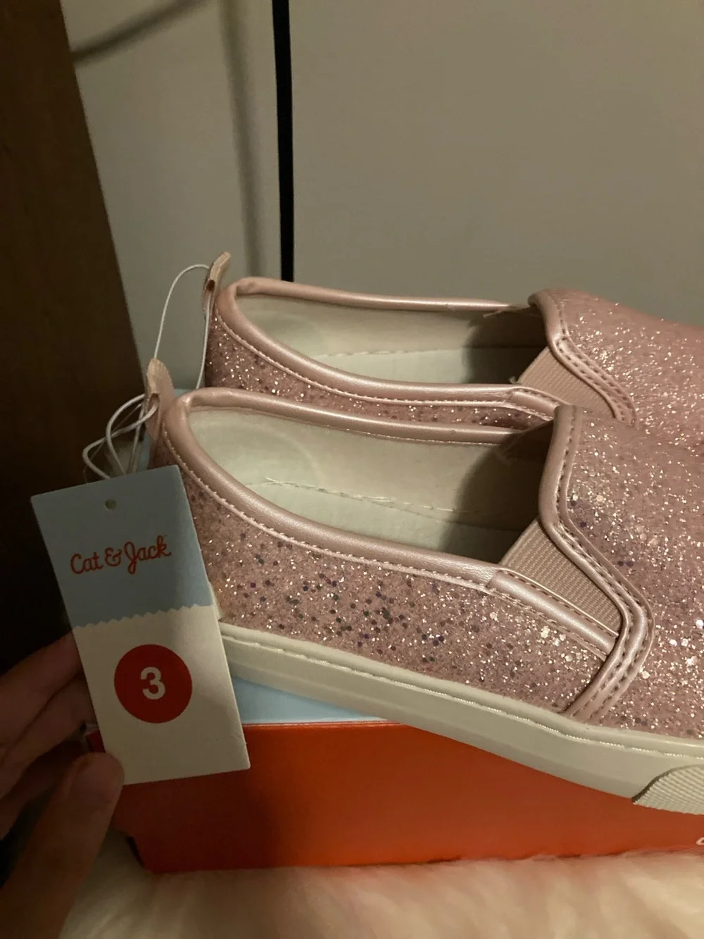 Cat & Jack Girls' Pink Glitter Slip-On Sneakers
